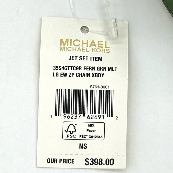 Michael Kors Large EW Zip Chain Xbody Crossbody Bag Fern Green Multi - Picture 11 of 11